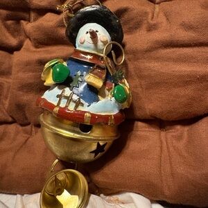 Festive Snowman Bell Ornament